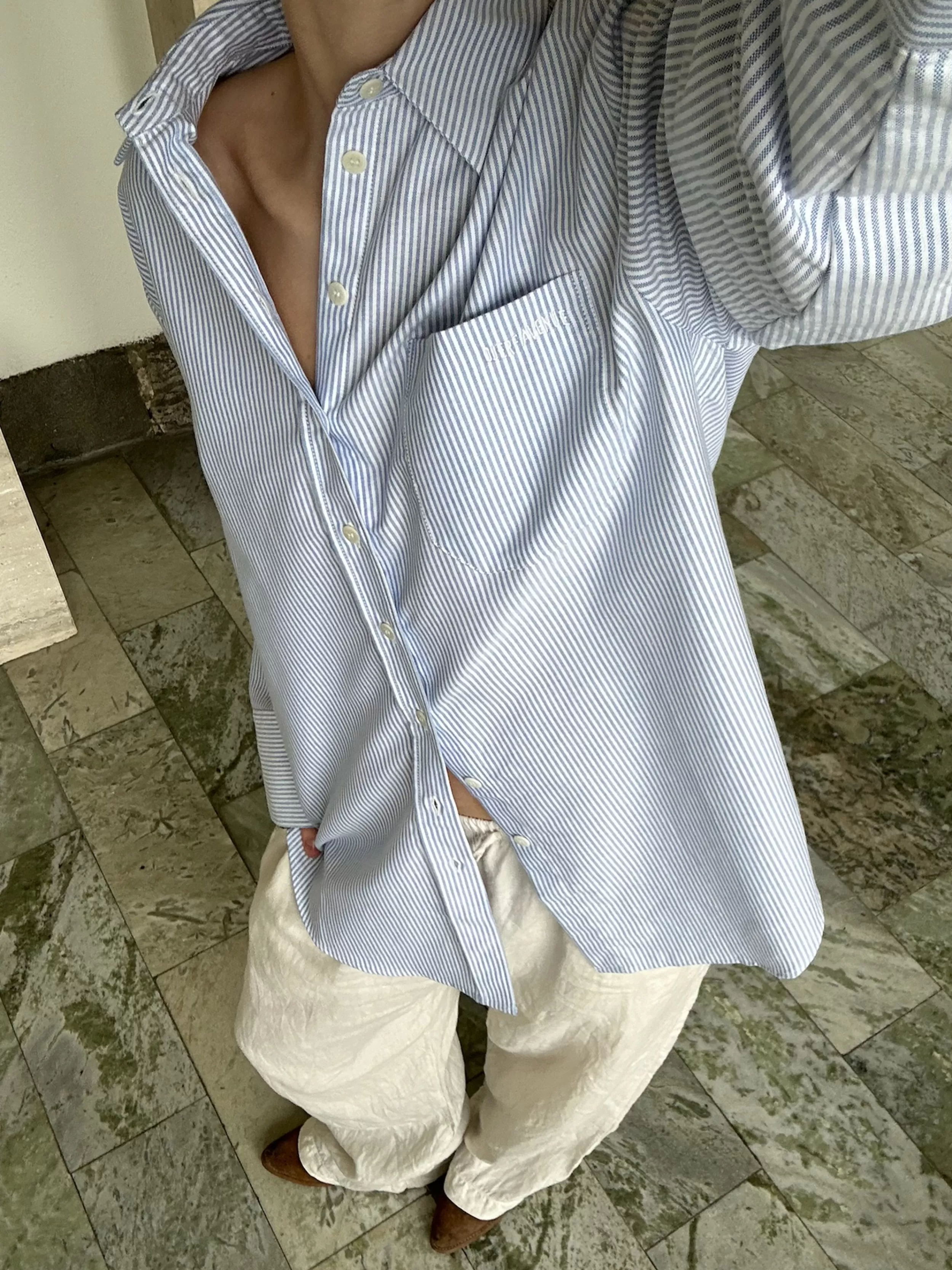 Hot Breezy Classic Shirt Blue Stripe Shirts & Tops