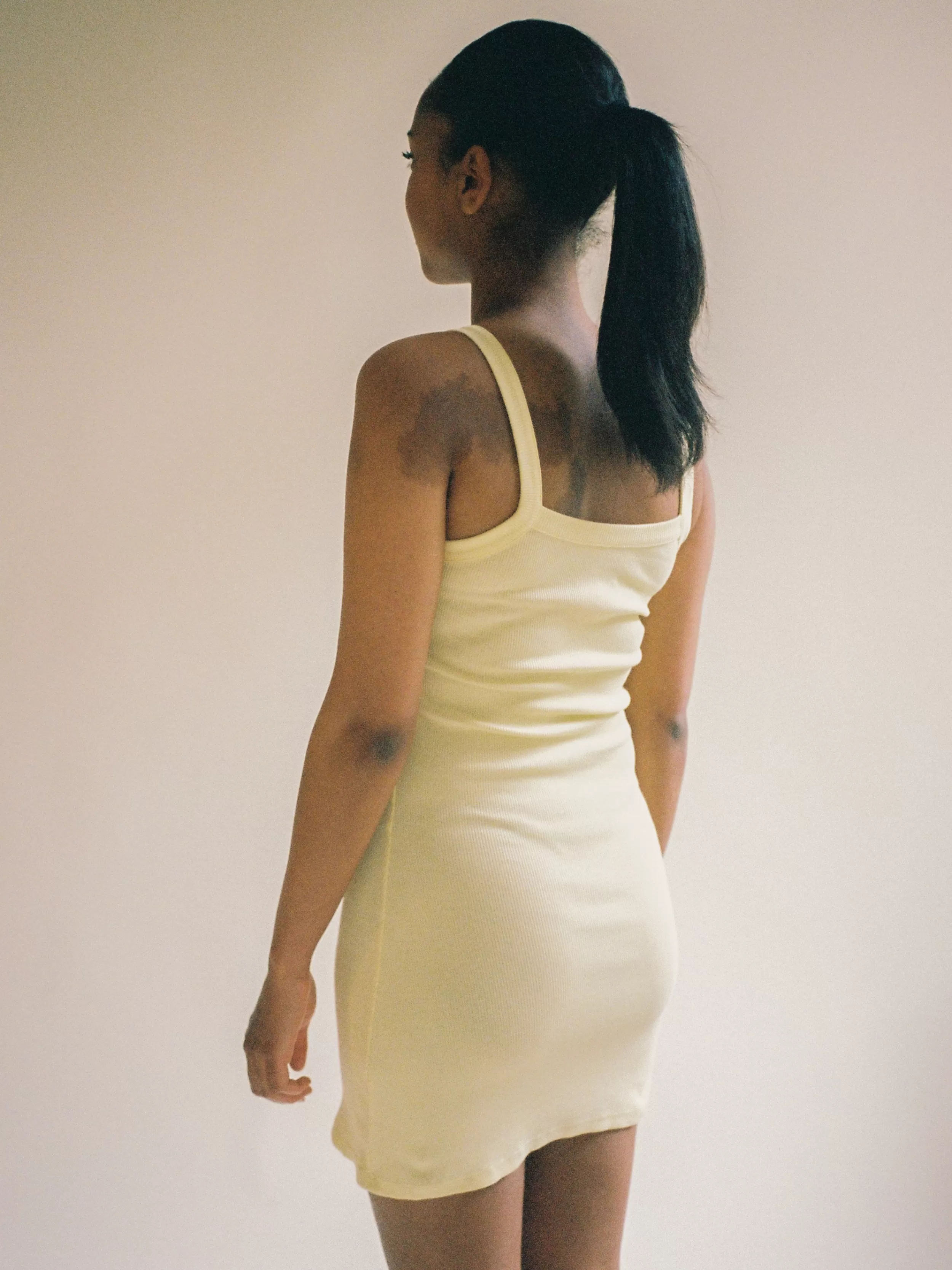 Hot Daily Tank Dress Ribbed Baby Yellow Dresses