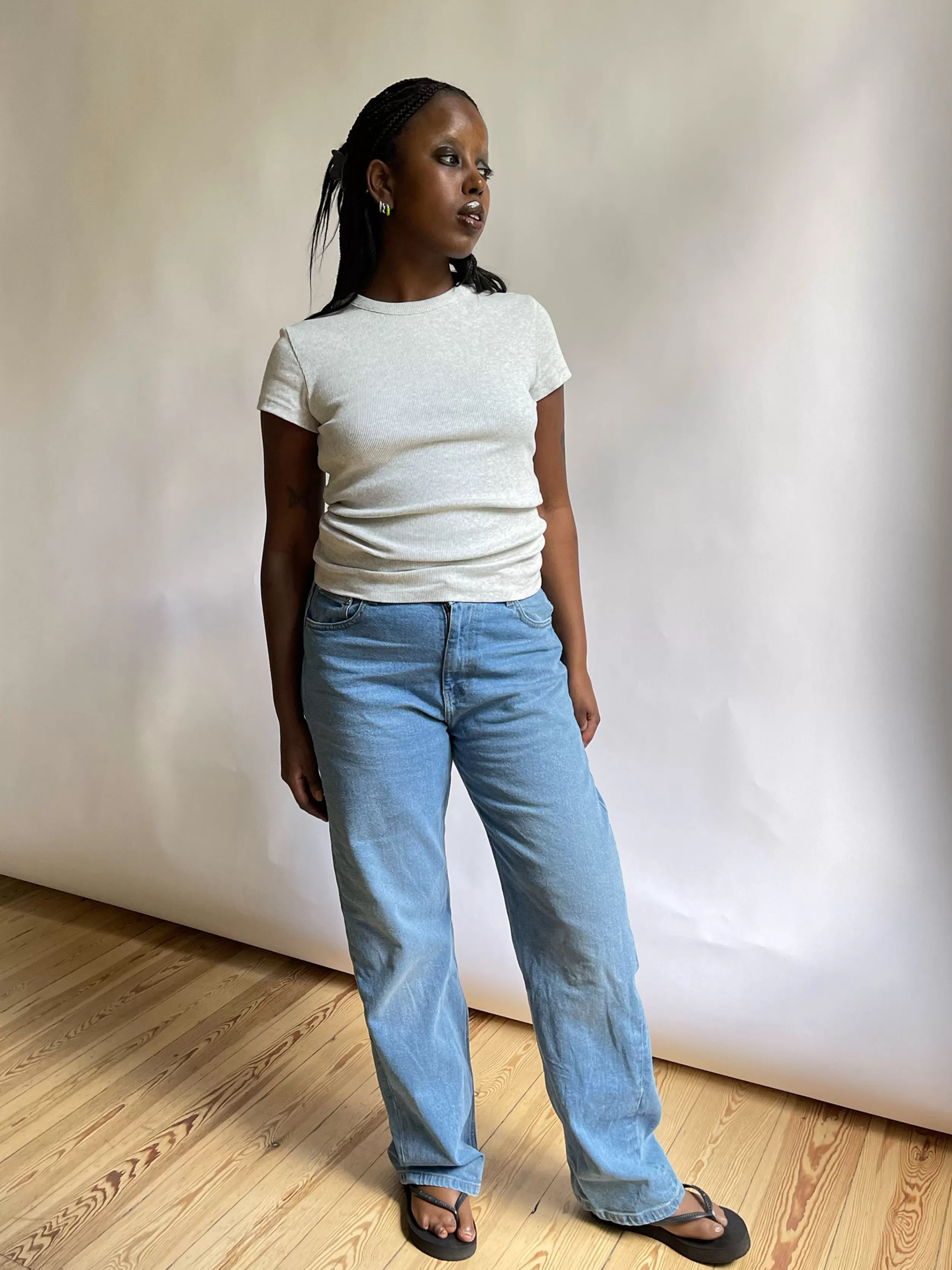 Sale Daily T-Shirt Ribbed Grey Melange Shirts & Tops