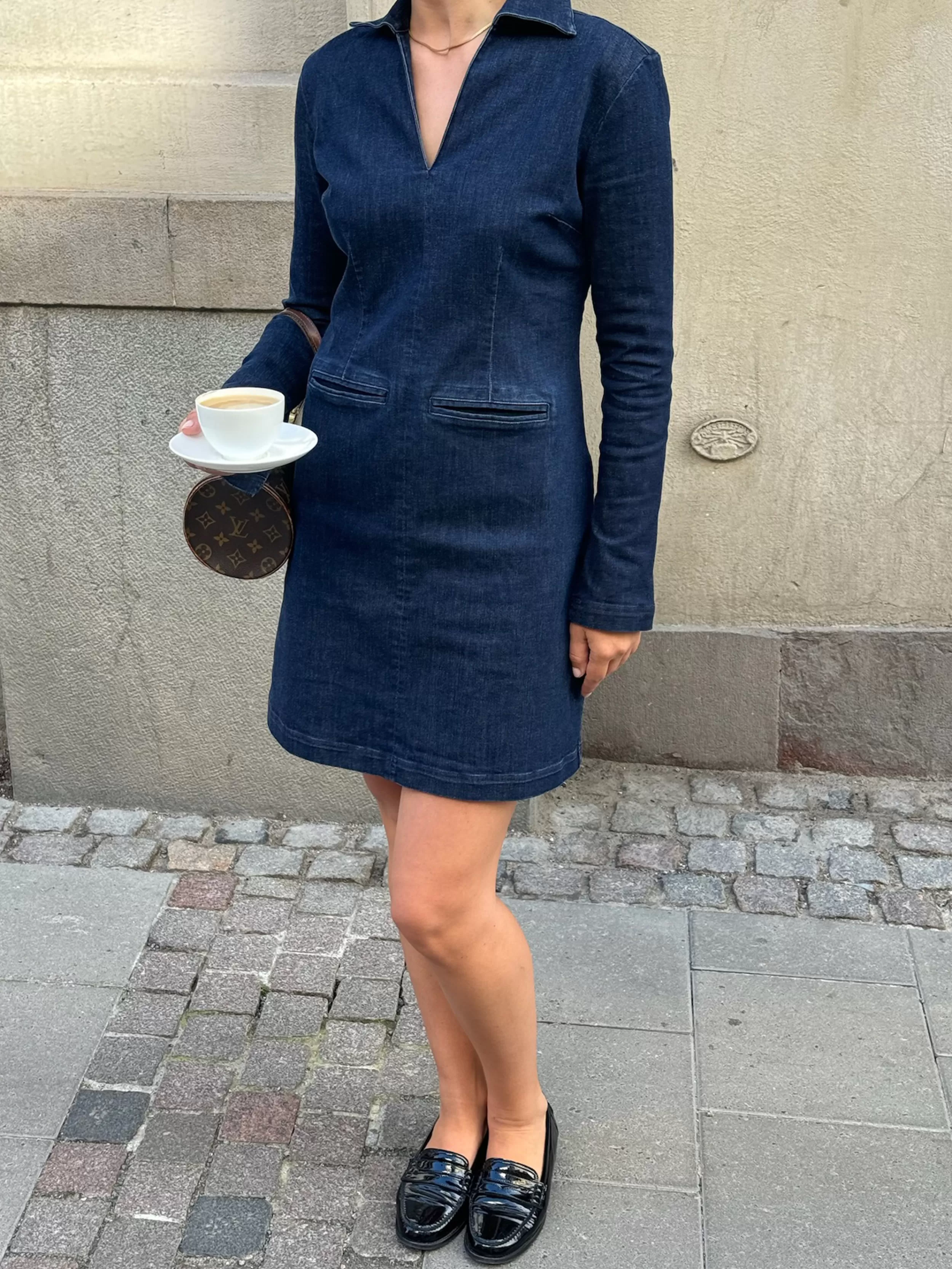 Outlet Denim Mini Dress Tall Midnight Blue Dresses