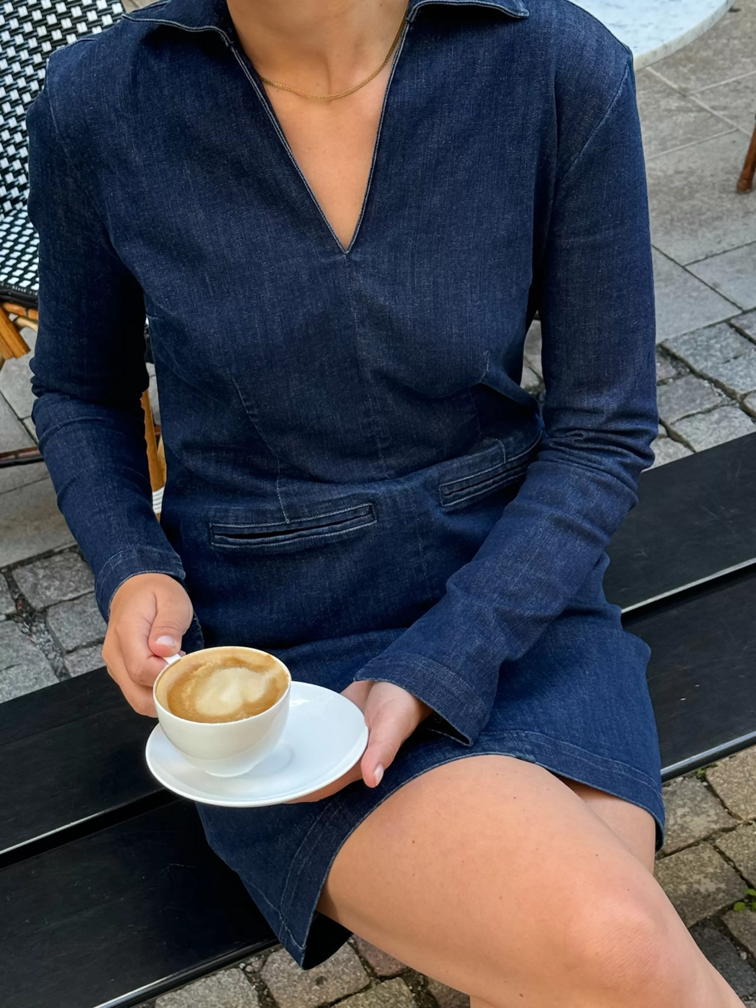 Outlet Denim Mini Dress Tall Midnight Blue Dresses