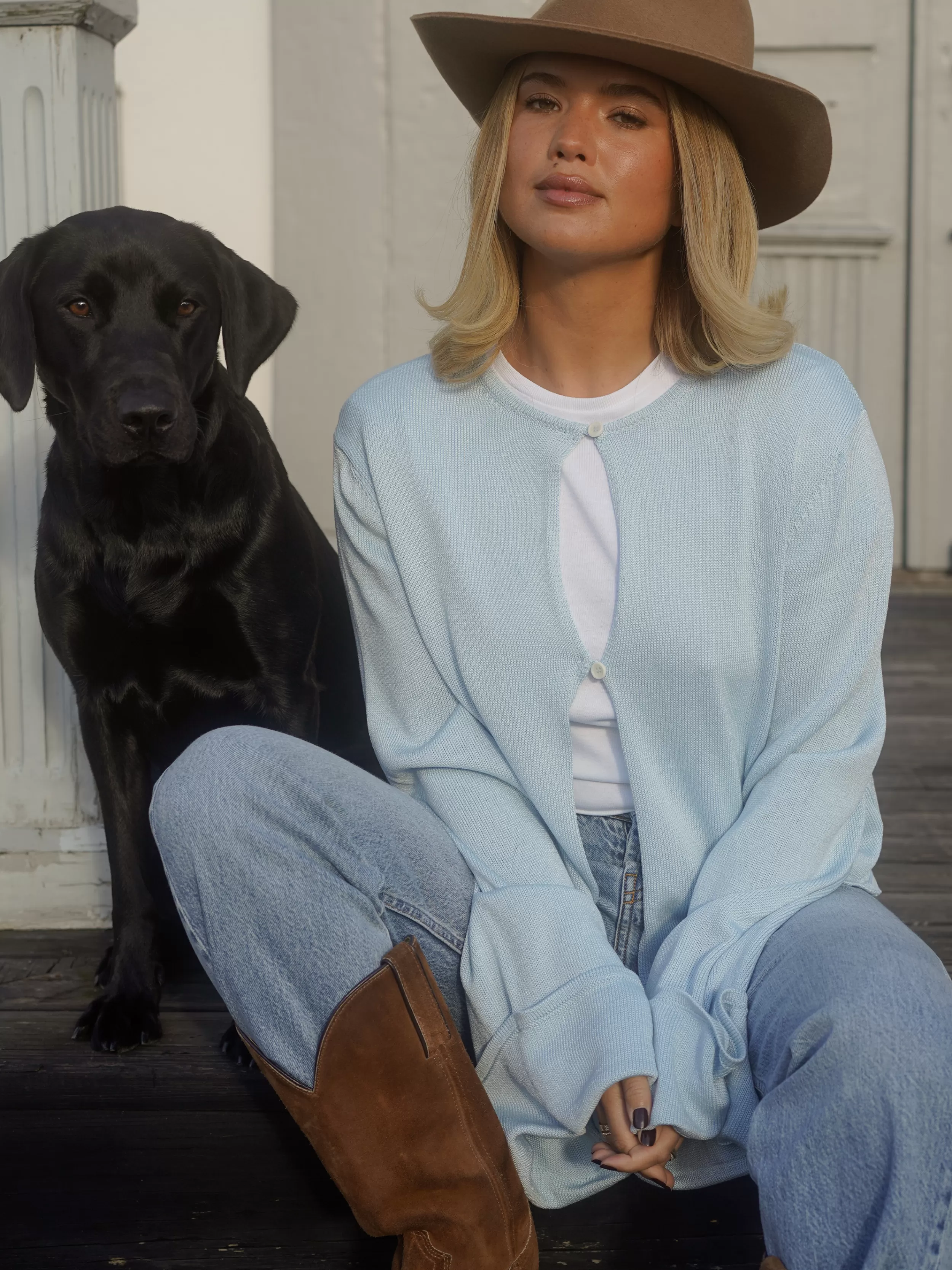 Best Sale Knitted Button Up Top Blue Shirts & Tops | Knitwear