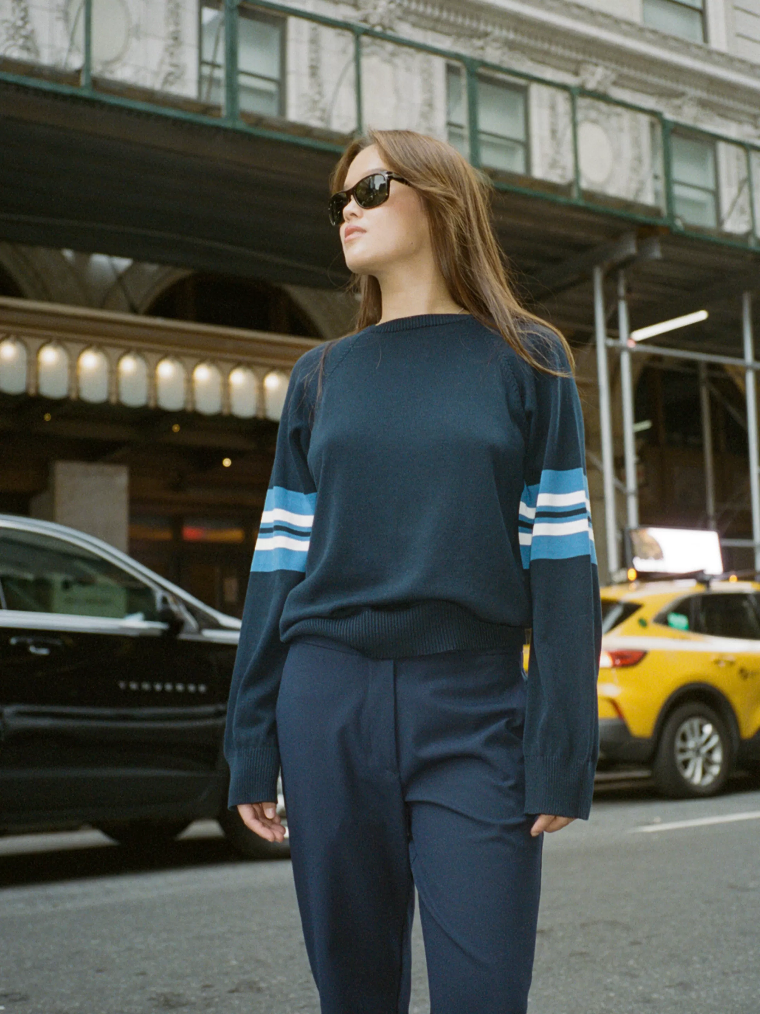Store Striped Sleeve Crewneck Sweaters | Knitwear